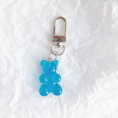 HZ Korean Cute Gummy Bear Colorful Sweet Lovely Bracelet Cool Long Chain Alloy Metal Line Necklace for Women Jewelry Party: 8 key chain