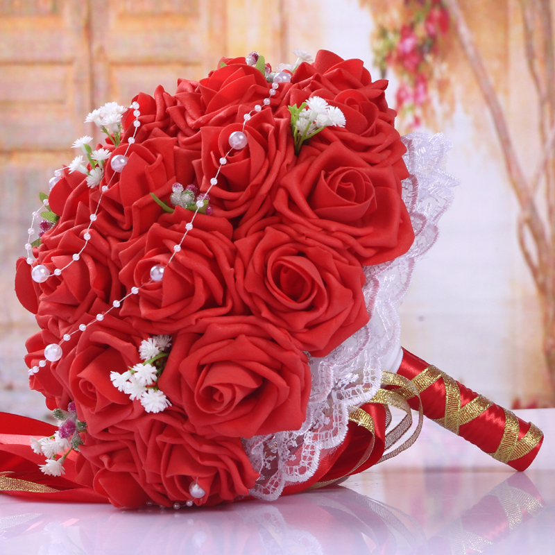 Konstgjord kvinna bröllopsbuketter för brudar rosblommor de mariage brudbukett bröllopshållare bukett pioner tillbehör