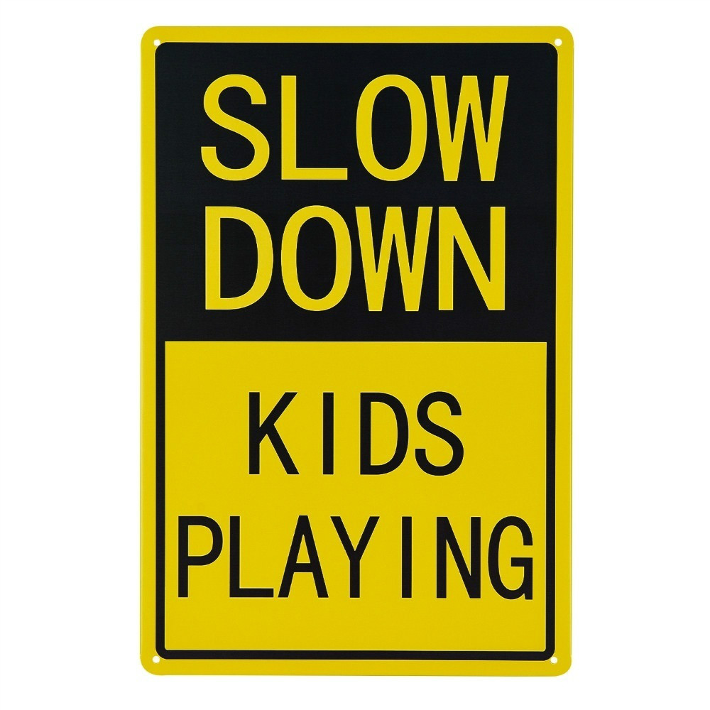 Sænk børnene ved at spille skilte | børn på legeplads skilt  -12 x 8 advarselsskilt. et rigtigt tegn.