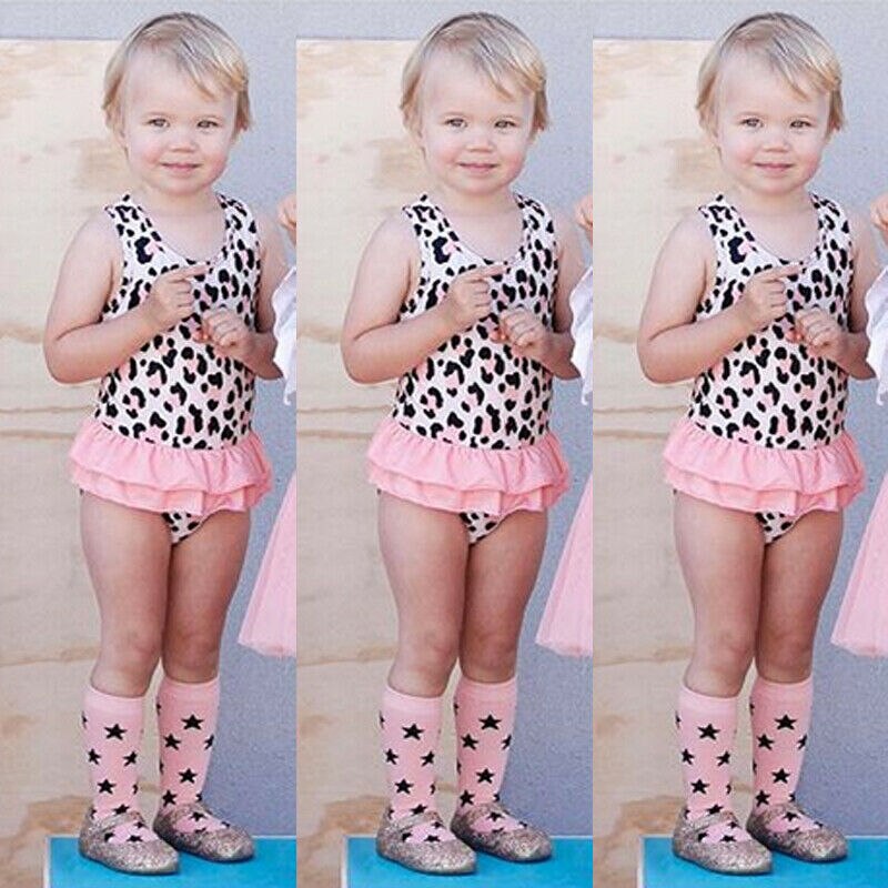 Kids Girls One Piece Leopard Print Swimwear Swimsu... – Grandado