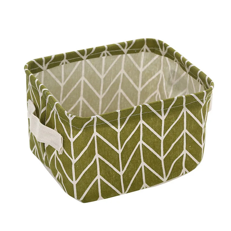 Toy Storage Box Linen Desktop Storage Basket Sundries Laundry Basket Underwear Cosmetic Organizer Office Stationery Organizer: WHITE