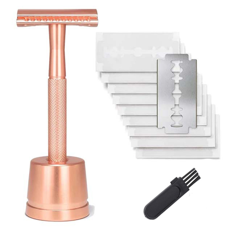 Stainless Steel Safety Razor Weighted Handle Double Edge Blade Refills Single Blade Razor for Men Shaving Razor Shaver Male: black