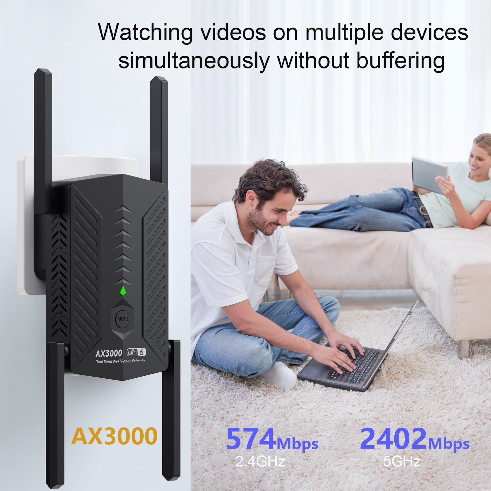AX3000 WiFi 6 Repetidor 5G 2.4G Dual Band Amplificador de sinal 802.11ax Extensor Wi-Fi para amplificador de rede Gigabit de sinal de escritório doméstico