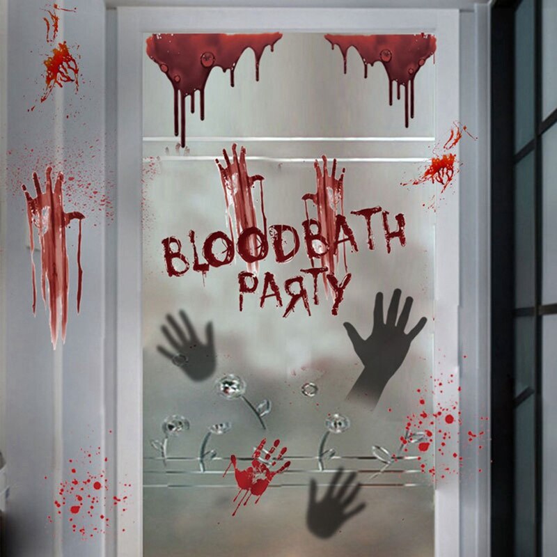 3D Simulation Blood Handprint Stickers Halloween Wall Stickers Horror Door Sticker Decorative Simulation Blood Handprint Sticker