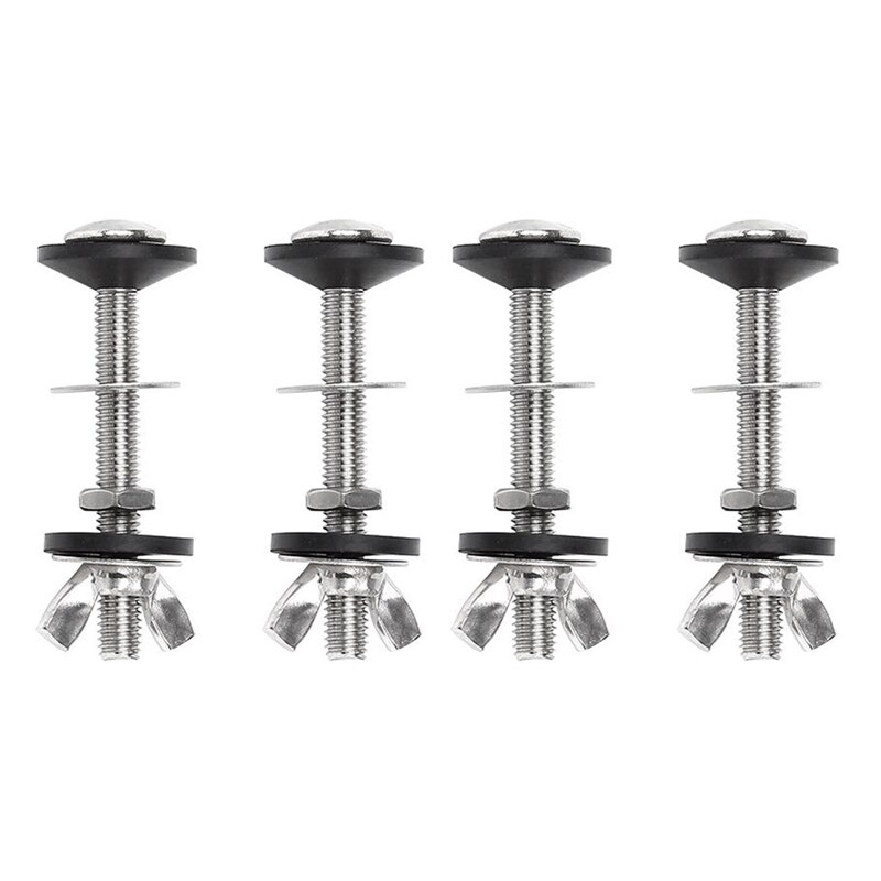 4 Pack Toilet Tank To Bowl Bolt Kits Cistern Bolts Kit,Stainless Steel Toilet Pan Fixing Fitting With Double Gaskets: Default Title