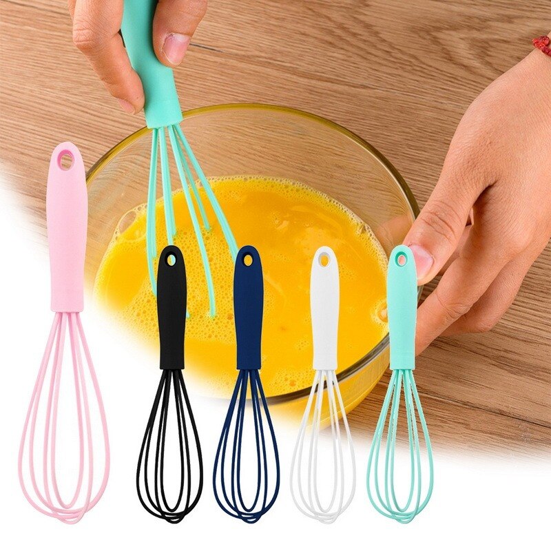 Silicone Whisk For Whipping Non-Slip Egg Beater Easy To Clean Milk Frother Kitchen Cooking Utensil Kitchen Fue Egg Beater Tool
