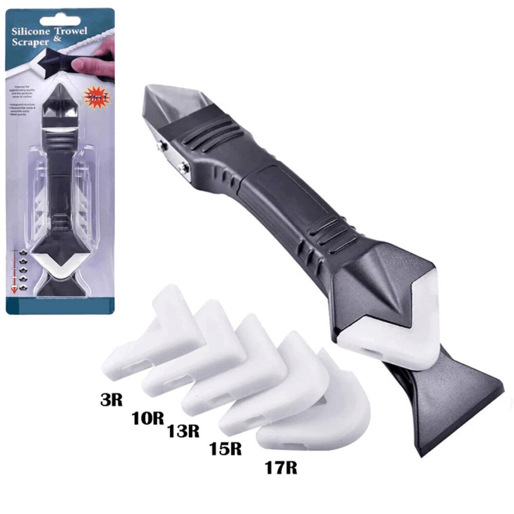 3 In 1 Silicone Caulking Tool Scraper Sealant Remover Tool Set Caulking Trimmer Smooth Stainless Steel/plastic Hand Tool