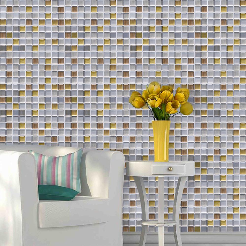 3D Selvklæbende Mosaik Sten Baggrund Selvklæbende Flise Vægdekoration Vinyl 25x25cm
