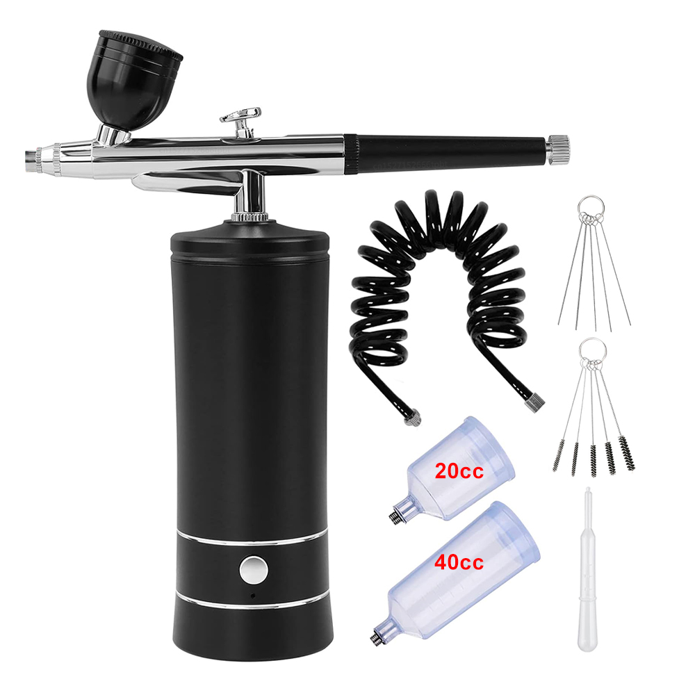 Airbrush negle med kompressor bærbar airbrush til neglekunst maleri håndværk kage dekoration makeup airbrush spray kompressor: Hvid