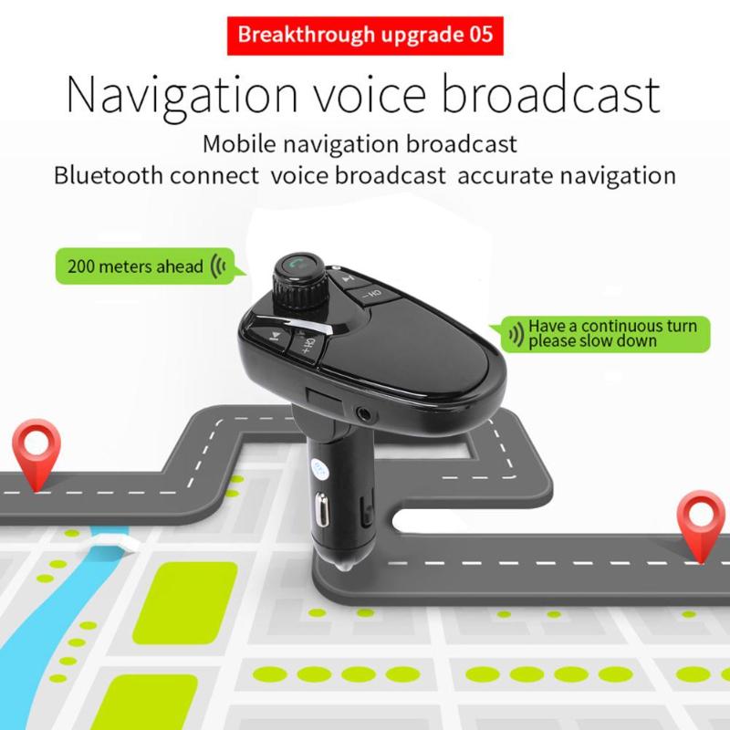 M1 Bluetooth Hands-free FM Transmitter Portable Power-off Memory Function CVC with Built-in Mic Dual USB Fast Charger