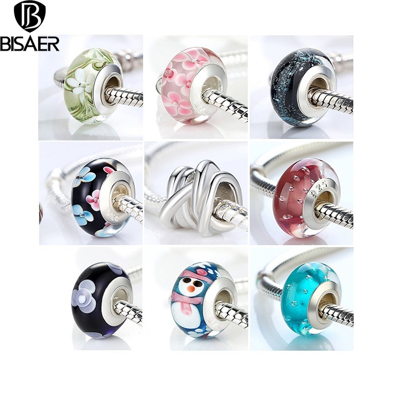 Silber Farbe Schwarz Europäischen Murano Glas Perlen fit Charme Armbänder Armreifen für Frauen Perlen 925 Silber Schmuck Perles