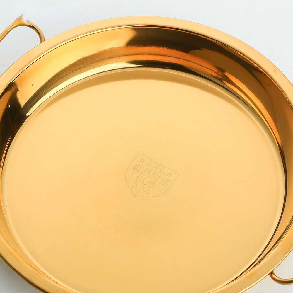 304 Stainless Steel Plate Color Plate Disc with Handle Steam Plate Stainless Steel Liangpi Plate Kithchenware