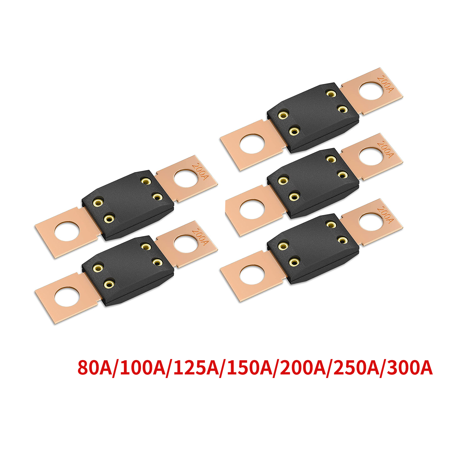 Fusible MEGA ANL para coche, 5 uds., bolt-on 80A 100A 125A 150A 200A 250A 300A, montaje de perno, fusible automotriz para coches, camiones, construcción