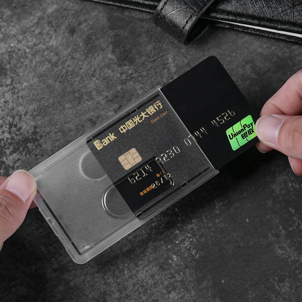 Clear Transparent Multi-use Hard Plastic Badge Work ID Card Holder Protector Cover Case Double Sided ID Card