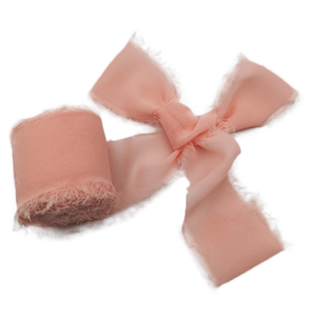 Verzwakte Randen Rimpel Chiffon Zijden Lint Bruiloft Bloem Boeket Wrap Decor Prop Diy Kleding Naaien Stof Diy: Korean Pink