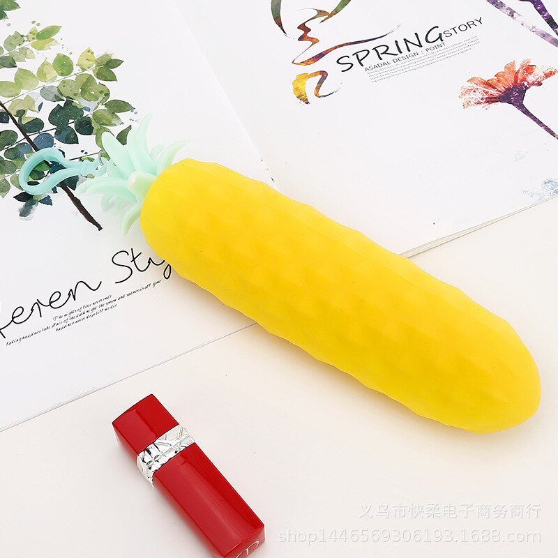 Eggplant Bean Pod Shaped Pen Case Silicone Pencil Bag Students Pencil Bag Primary Secondary School Stationery Kawaii Pencil Case: pineapple
