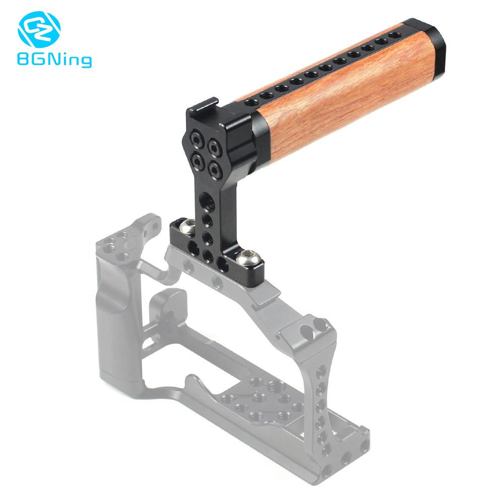 Poignée en bois pour appareil photo, pour GH5 5DMARK III SLR, Cage en bois, poignée supérieure avec support de chaussure froide, adaptateur de vis 1/4 "3/8"