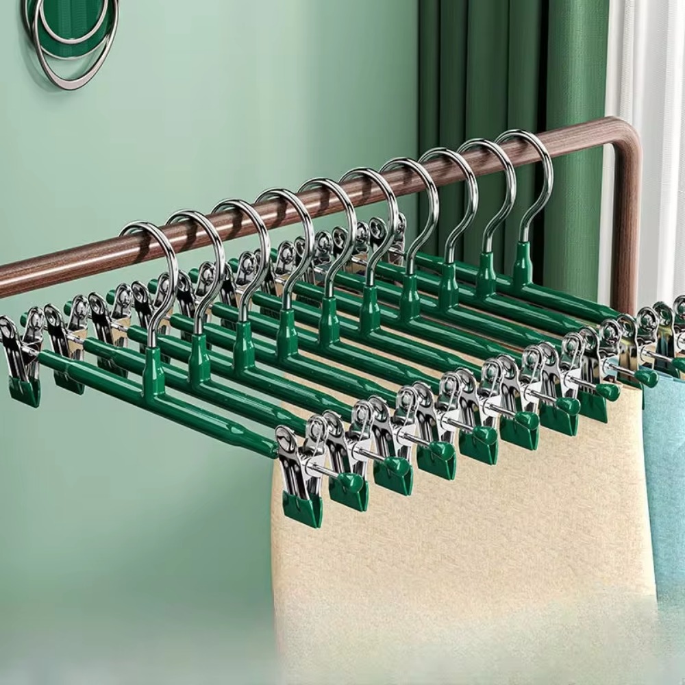 5/10/20PCs Dress Hanger Stainless Steel Pants Clip Clothes Racks Wardrobe Storage Organizer Coat Pants Tongs Skirt Hanger