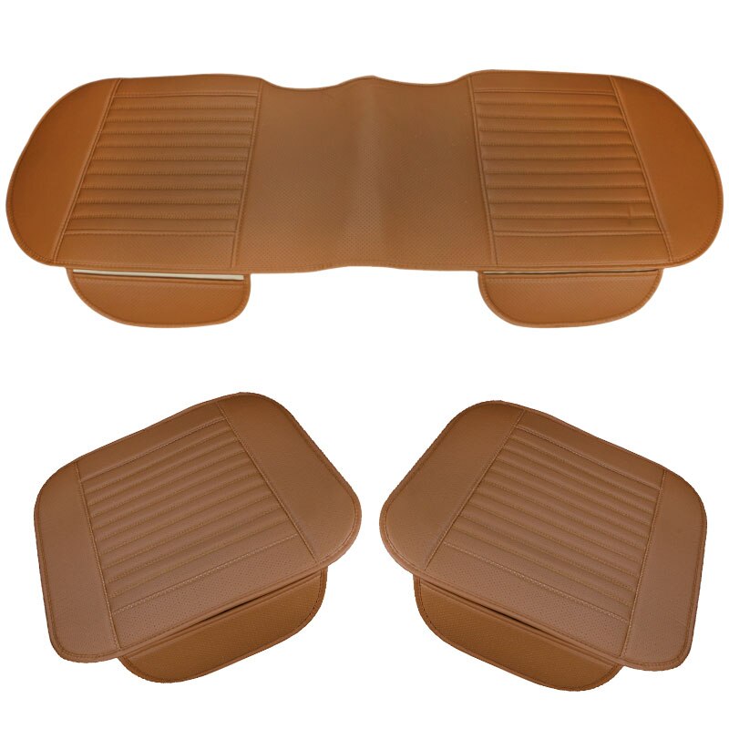 Universal Auto Car Seat Covers Protector Pad Mat Breathable PU Leather Car Front Rear Back Seat Cover Auto Seat Cushion 4 Colors: 1Set Brown