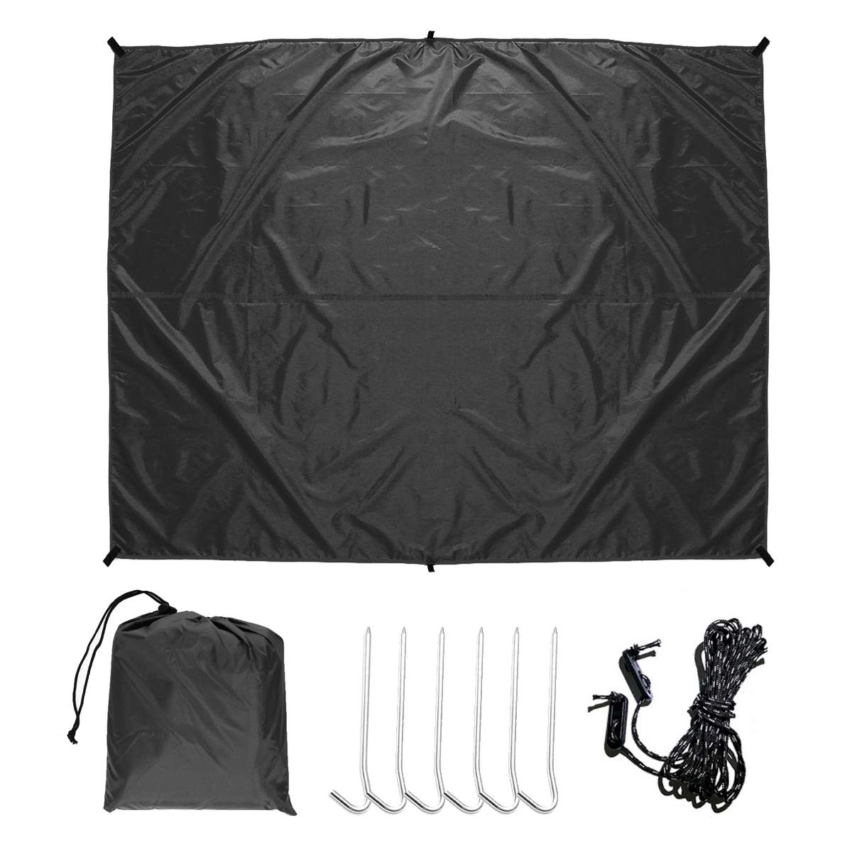 3x3m Awning Waterproof Tarp Tent Shade Ultralight Garden Canopy Sunshade Outdoor Camping Hammock Rain Fly Beach Sun Shelter: black 3X3m