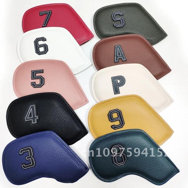 10 unids/set cubierta de cabeza de hierro de Golf 3-9,P,S,A, cubierta de número entrenamiento bordado Club Golf accesorios de equipo deportivo: Multicolor
