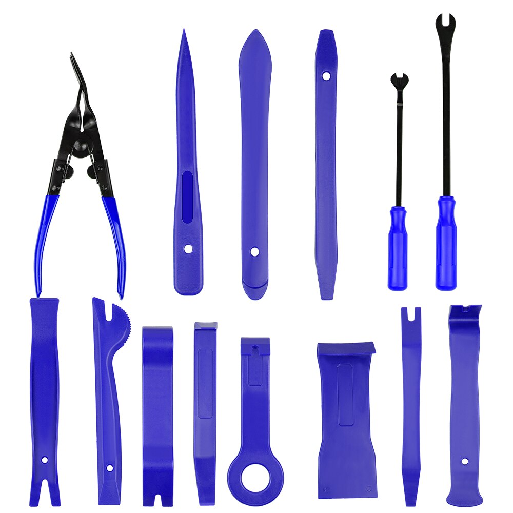 Tool Set Plastic Car Repair Tool Inside Door Plank Lever Auto Door Removal Tools Car Stereo Disassembly Tool Kit: 19pcs blue
