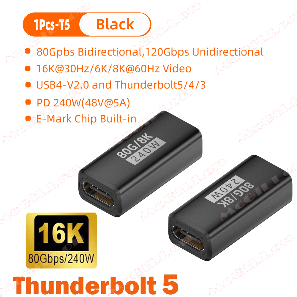 Thunderbolt 5 PD240W USB4 V2.0 Type-C naar Type C snellaadadapterconverter 80 Gbps dataconnector 8K bij 60 Hz USB C OTG-adapter: Paars