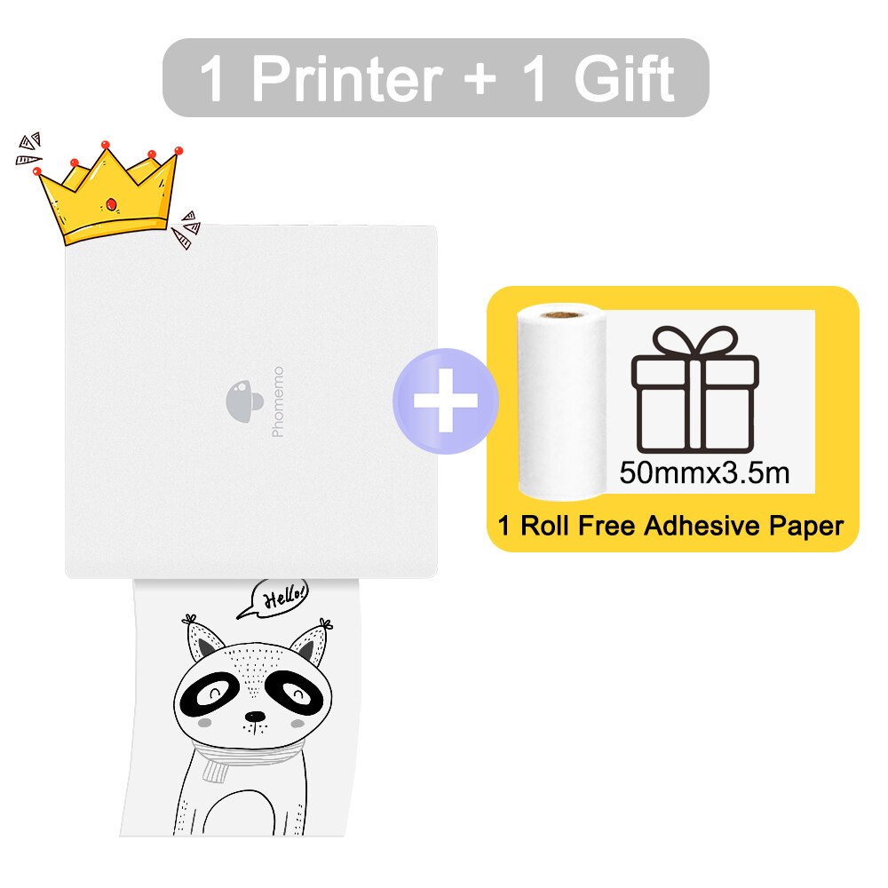 Phomemo M02 Thermal Printer Impresora Portátil Print Pocket Mini Label Sticker Maker Wireless Mobile Phone Printer: White Printer