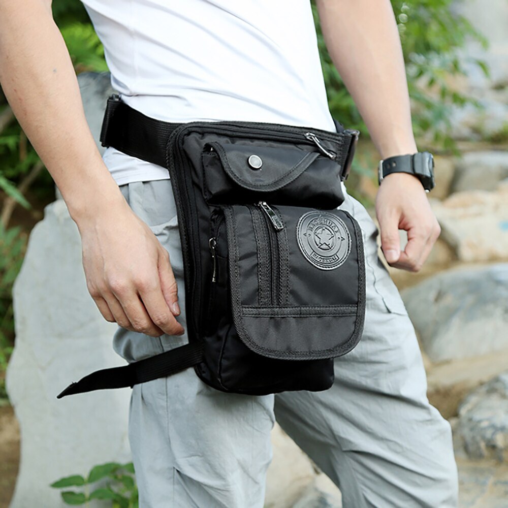 Riñonera de nailon resistente al agua para hombre, bolsa para pierna, muslo, cadera, cintura, viaje, motocicleta, bolsos de hombro tipo bandolera,