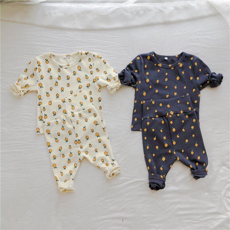 0-3 år nyfødt baby drenge piger pullover pyjamas tøj sæt bomuld forår efterår drenge pige outfits o-hals nattøj børn pyjamas