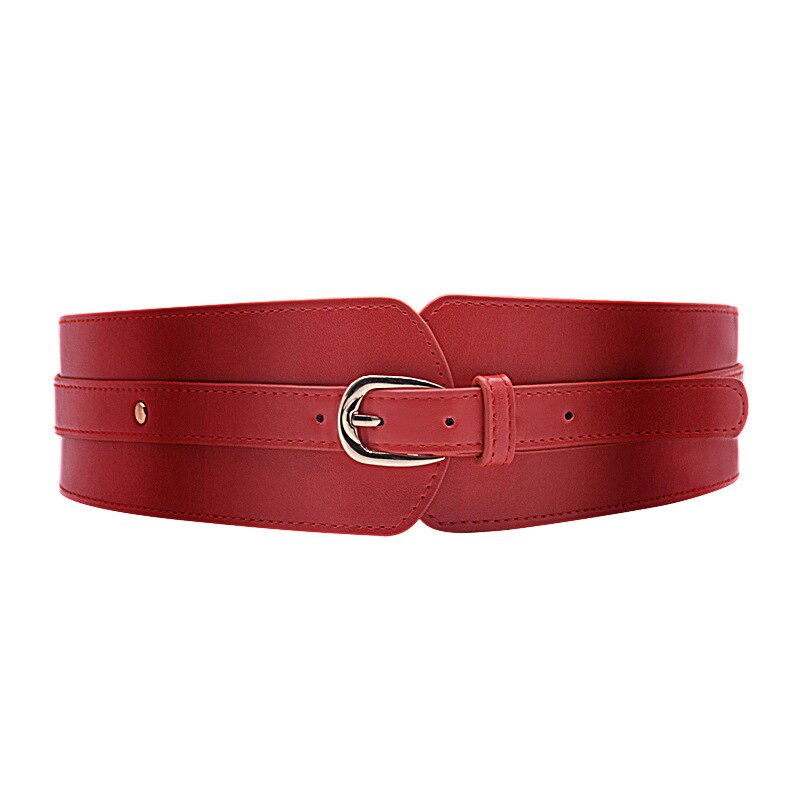 Dames Brede Riem Elastische Vintage Gesp Lederen Riem Breed Mode Wilde Pin Gesp Vrouwen Riem: RD