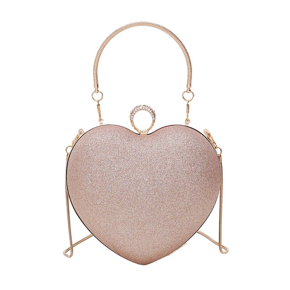 Dames dames meisjes hart bling schouderketting hart portemonnee dames crossbody mini kleine handtas tassen roze: Goud