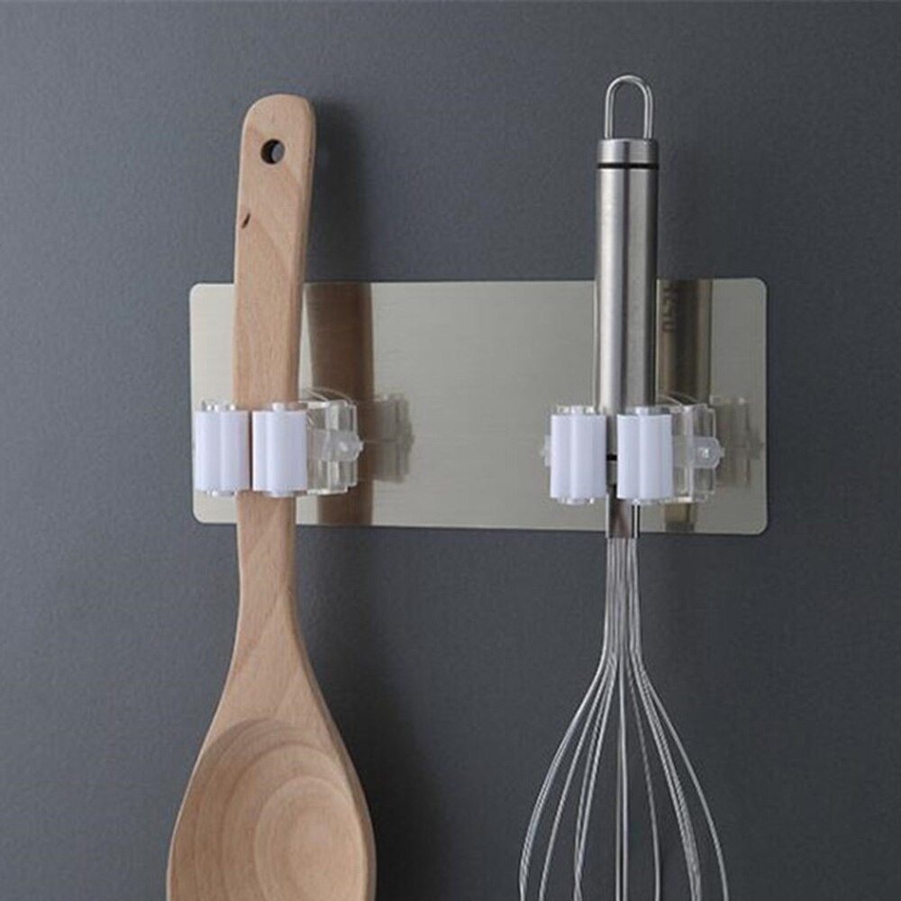 Pince à balai adhésive pour montage mural, support de salle de bain, outils ménagers, fournitures de vie, 2 pièces