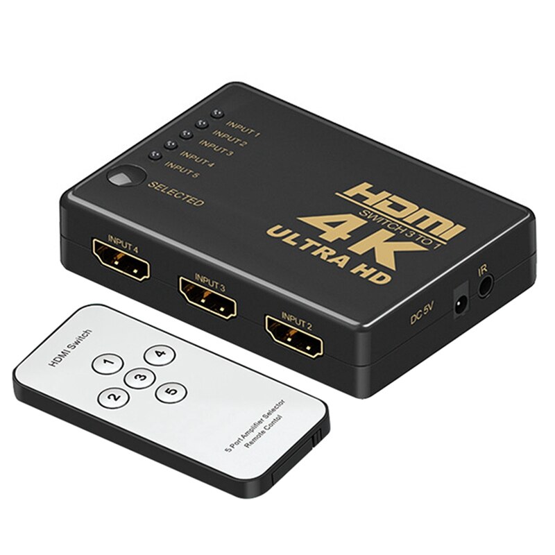 Hdmi Switcher 5 In 1 Out, Ondersteuning 4K, full Hd 1080P & Audio Versterker Stereo Volume Controller Sound Control Board