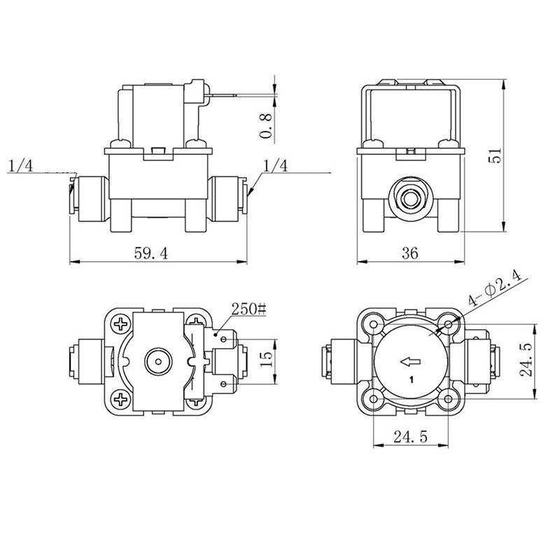 Nc elektrische magneetventiel magnetische  dc 12v water-luchtinlaatstroomschakelaar 1/4 " 12v 24v 220v magnetische wasmachinedispenser