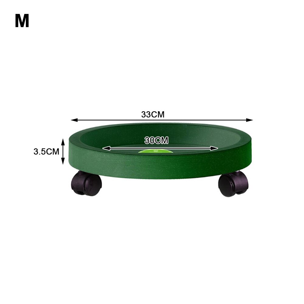 Removable Flower Pot Tray Universal Wheels Round Plastic Tray Flower Pot Rack Plant Stand Rolling Potted Plant Stand Fe25: Green M