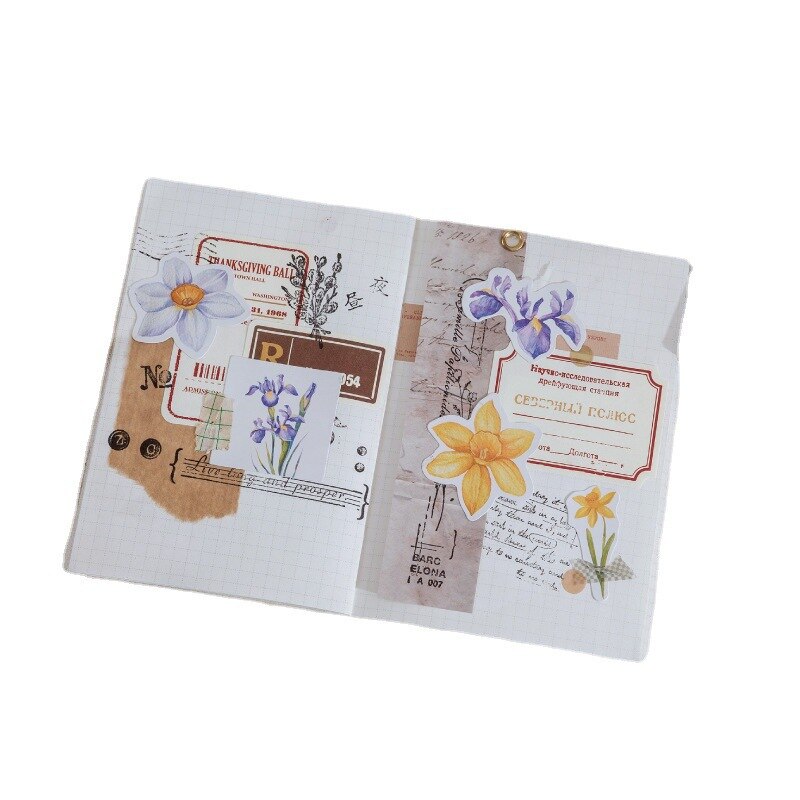 46 Pcs Kawaii Stickers Set Washi Scrapbooks Sticker Set Flowers Diy Decorative Stickers Diy Label For Box Packing Scrapbook