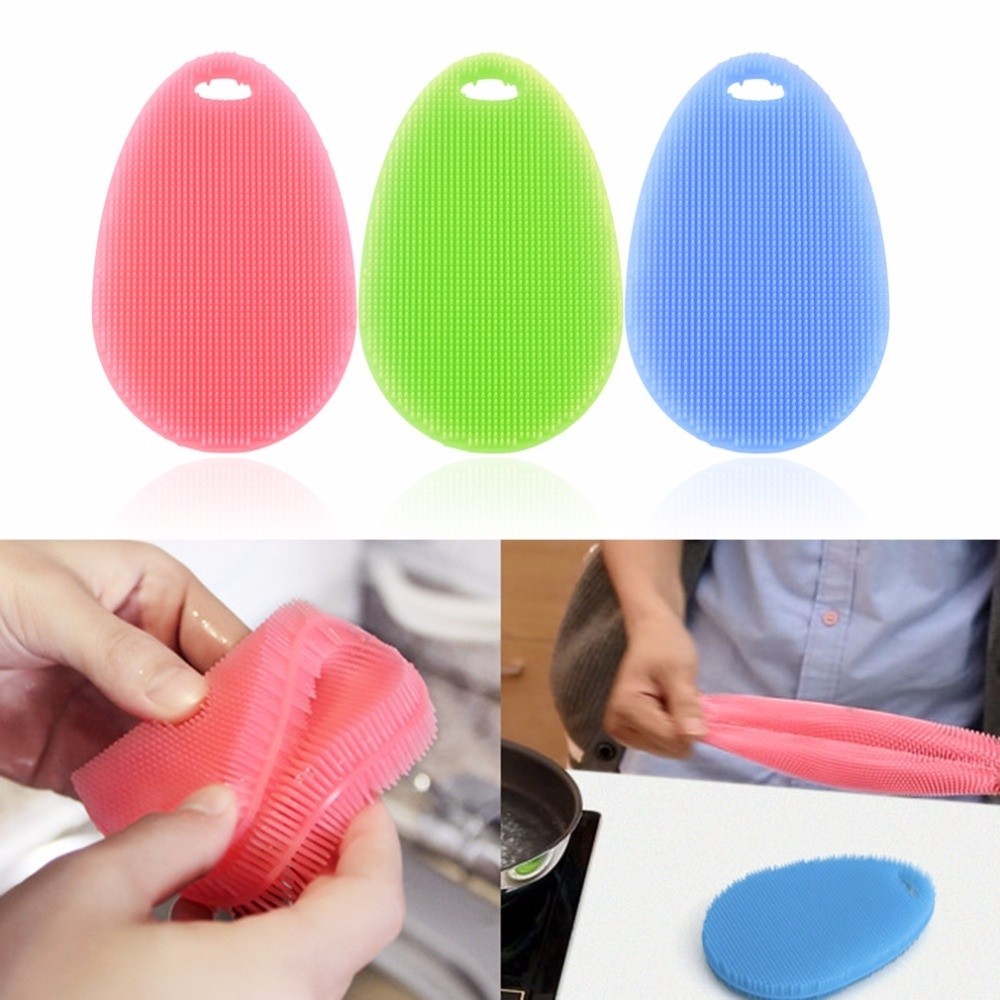 1 unidad de estropajo de silicona multifunción de , lavaplatos de silicona suave, almohadilla de lavado de arco de cocina, cepillo, Herramientas de limpieza