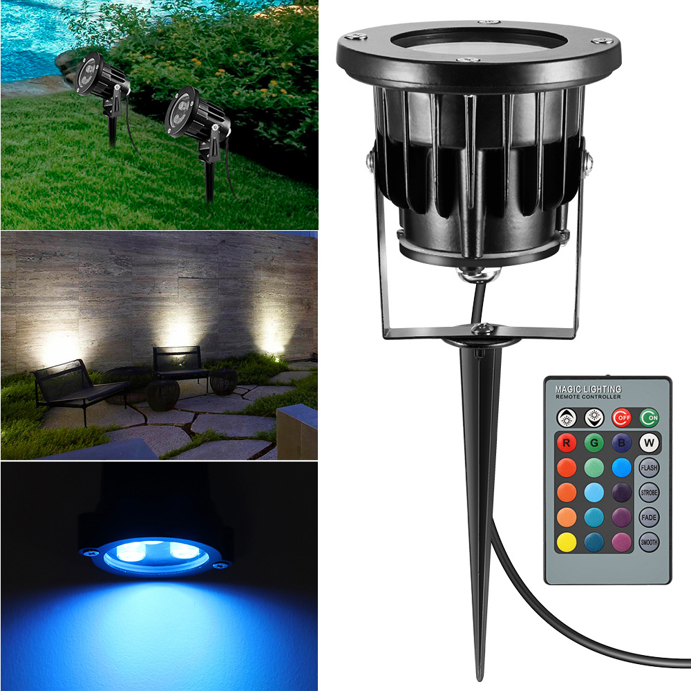 Mini 12W 24 Toetsen Afstandsbediening Lampen AC 85-265V IP65 Waterdichte RGB LED Gazon Spot Light Tuin outdoor Landschap Verlichting GO-L04