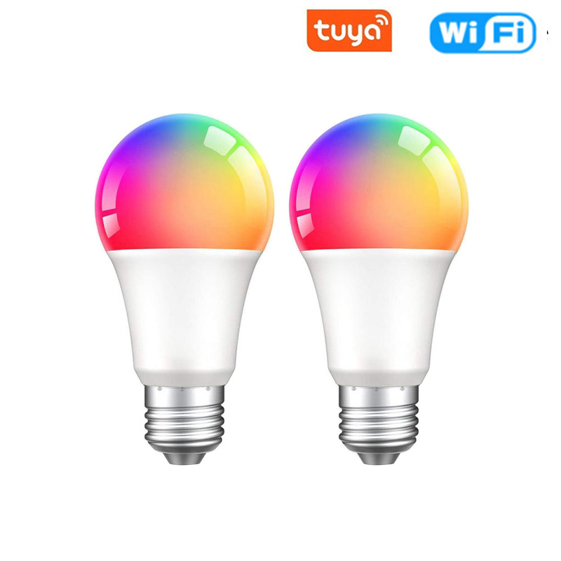 Tuya smart lyspære 15w zigbee 3.0 wifi  e27 fargerik rgbcw dimbar 85-265v smart home led lampe kompatibel alexa google home: 2 stk wifi versjon