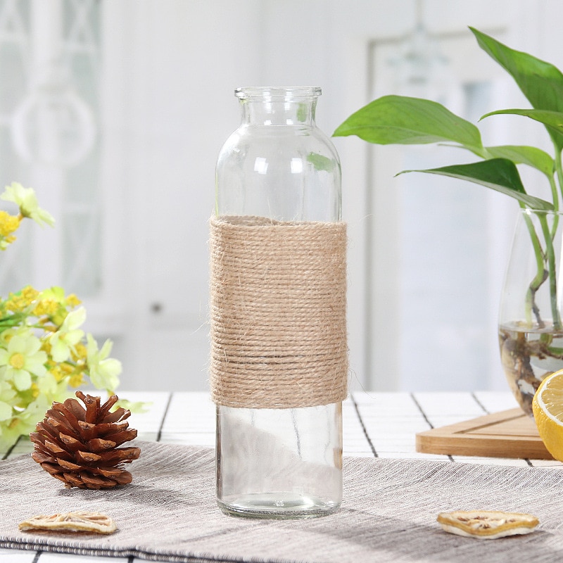 Matbord liten vas hydroponic växt glasvas dekoration rik bambu blomsterarrangemang bord blomma vas