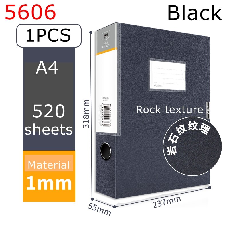 Deli 5603 file box A4 file folder documents storage bag storage box label box: 5606-BLACK