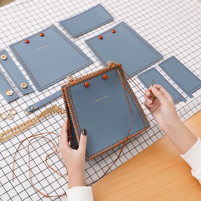 Devil' s2020 voor vriendin breien ketting enkele schouder messenger zelfgemaakte diy materiaal tas: Pakket blauw