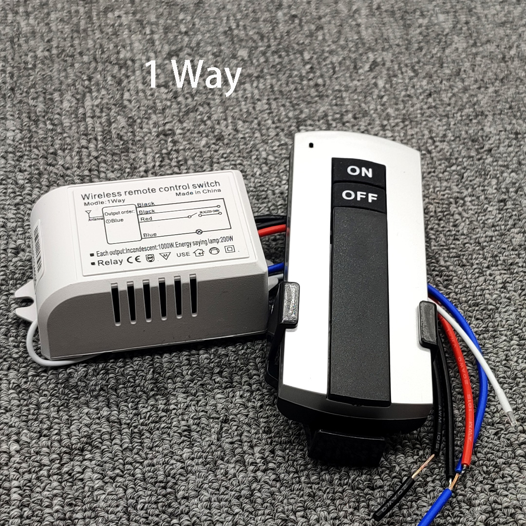220V 1/2/3/4 Way ON/OFF wireless digital remote control manual remote control switch wireless control switch with Bracket: Silver