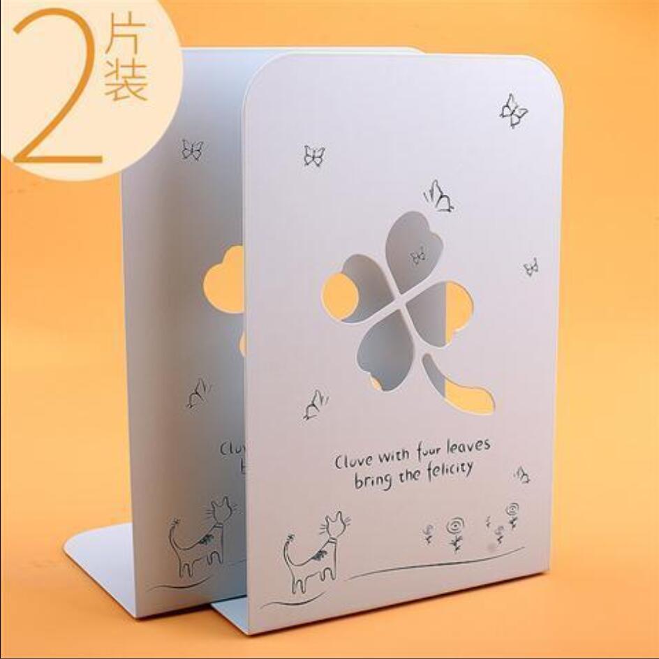 Metal Hollow Cute Bookends L-shaped Desk Organizer Desktop Book Holder School Stationery Office Accessories: 3