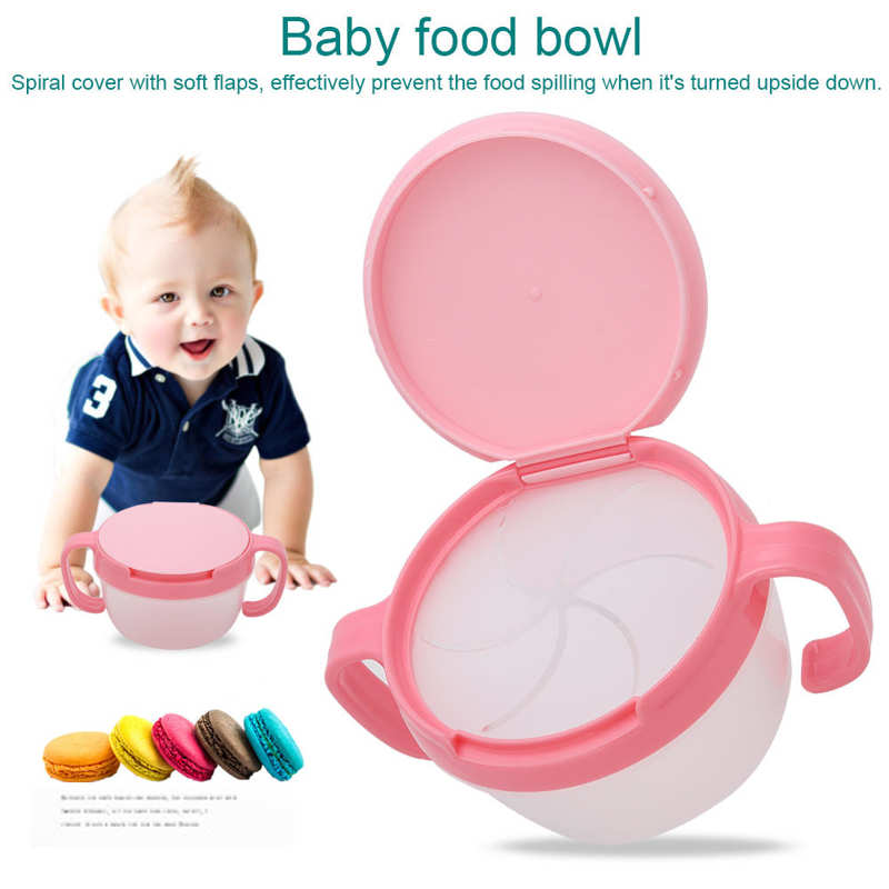 Baby Bowl Children Food Storage BPA Free Dual handle Spill-proof Food Bowl with Flaps Kids Tableware