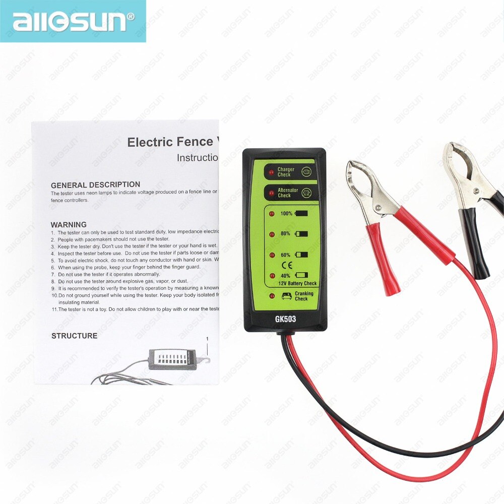 all-sun GK503 Mini 12V Automotive/ Car Battery Tester/ Alternator/ Cranking Check with 6-LED Display Easy to Use