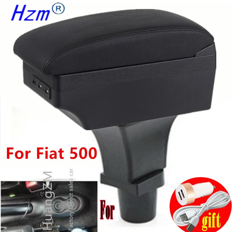 For Fiat 500 Armrest box Interior special Retrofit parts Center Car Armrest box Center Storage box USB