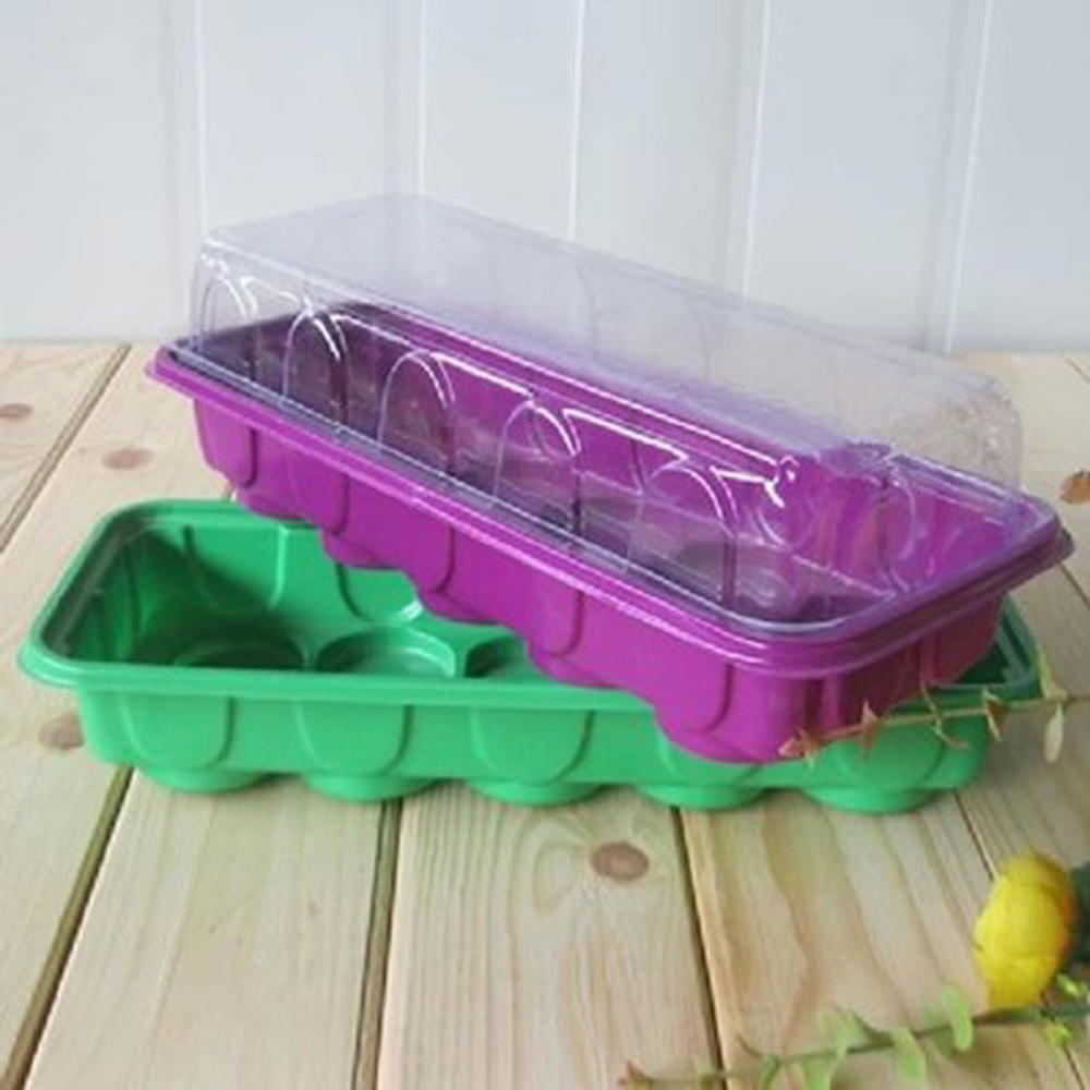 10 Plastic Nursery Pots Planting Seed Tray Kit Plant Germination Box with Dome and Base Garden Grow Box Gardening Supplies