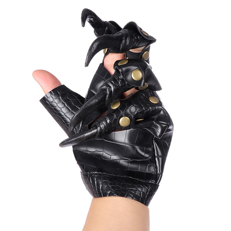 Halloween hansker lange negler hanske kunstlær klohansker fest cosplay kostyme tilbehør metall nagler for barn besatt